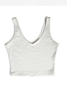 Hollister Co. Must Have Collection White V-Neck Ribbed Tank Top